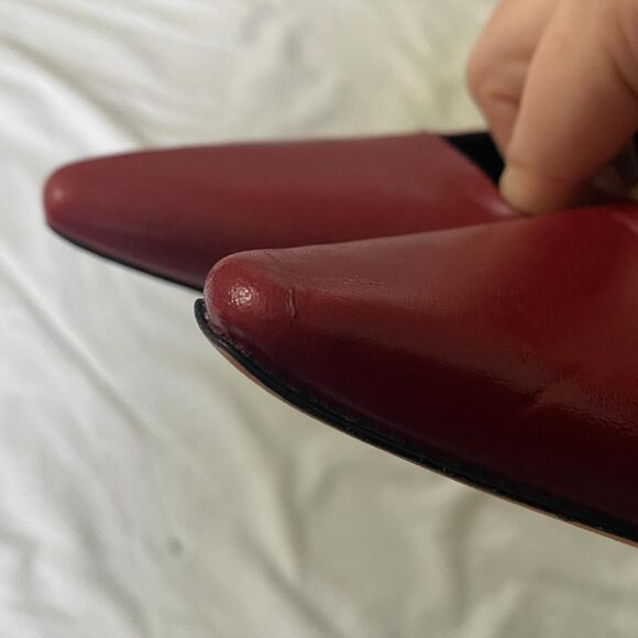 VINCE Venice Slingback Pointed Toe Kitten Heel Pump In Crimson Red Leather US 8 - Picture 6 of 8